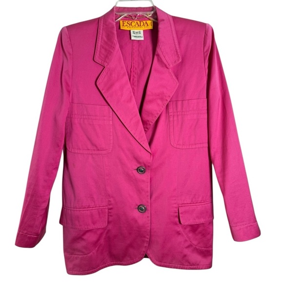 Escada Margaretha Ley Pink Blazer Jacket Size 40 = Medium Vintage 80s 90s - Picture 2 of 11
